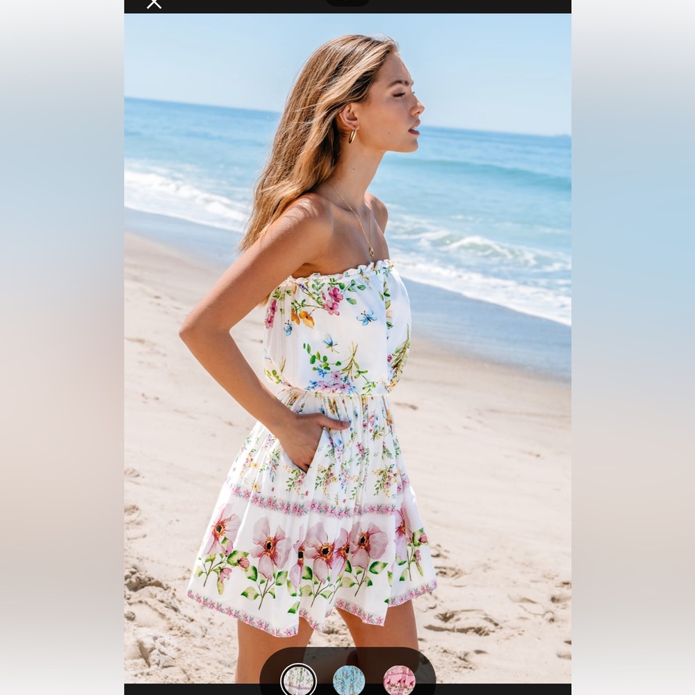 NWT Cupshe Floral Strapless Dress